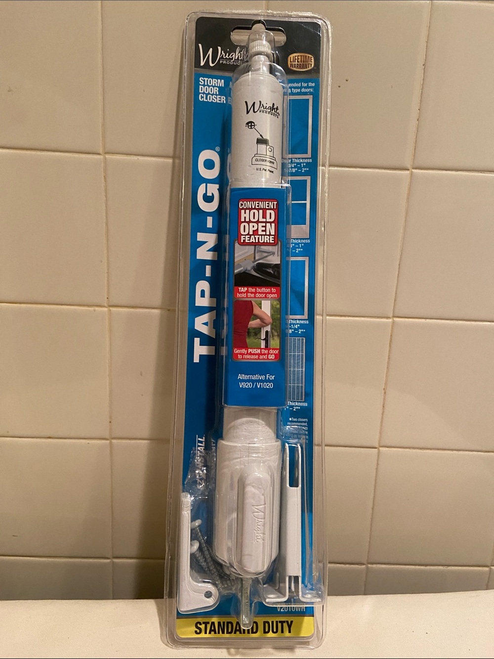 🌸Hampton Wright Products TAP-N-GO Storm Door Closer in White V2010WH